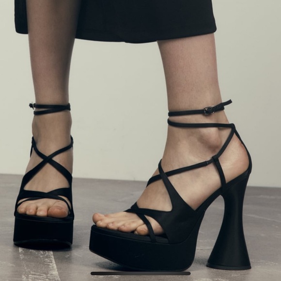 Zara strappy platform sandals size 11 - Picture 5 of 9